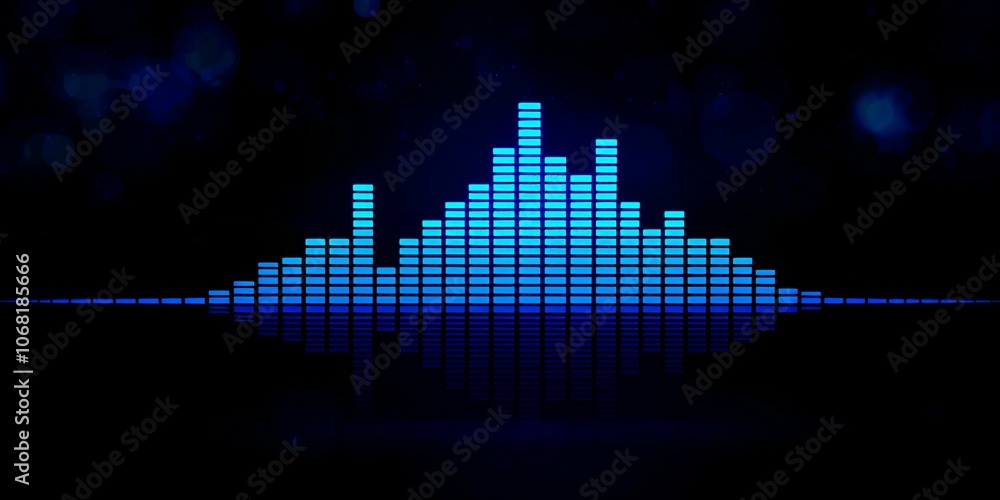 Blue equalizer bars on a dark background. Blue equalizer bars on a dark background.