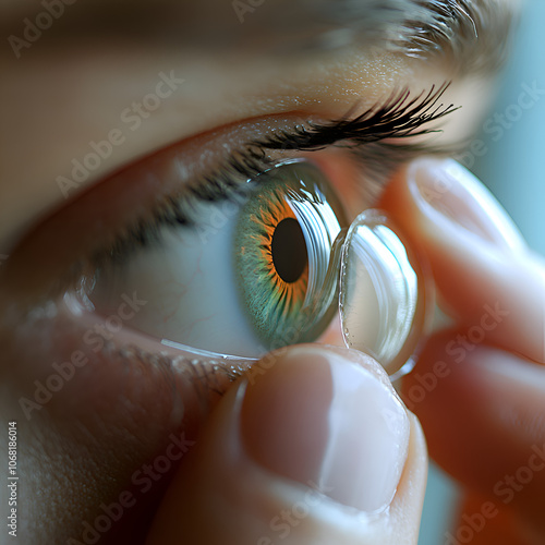 Close-Up Photography of Person Applying Colorful Contact Lenses for Eye Care and Vision Correction