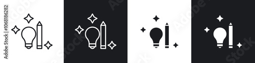 Creativity icon in solid and outlined style. black and white colors