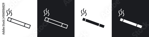 Cigarette icon vector collection in black and white.