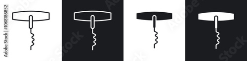 Corkscrew icon in solid and outlined style. black and white colors