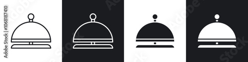 Reception bell icon in solid and outlined style. black and white colors