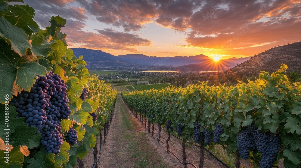 Fototapeta premium Vineyard Sunset