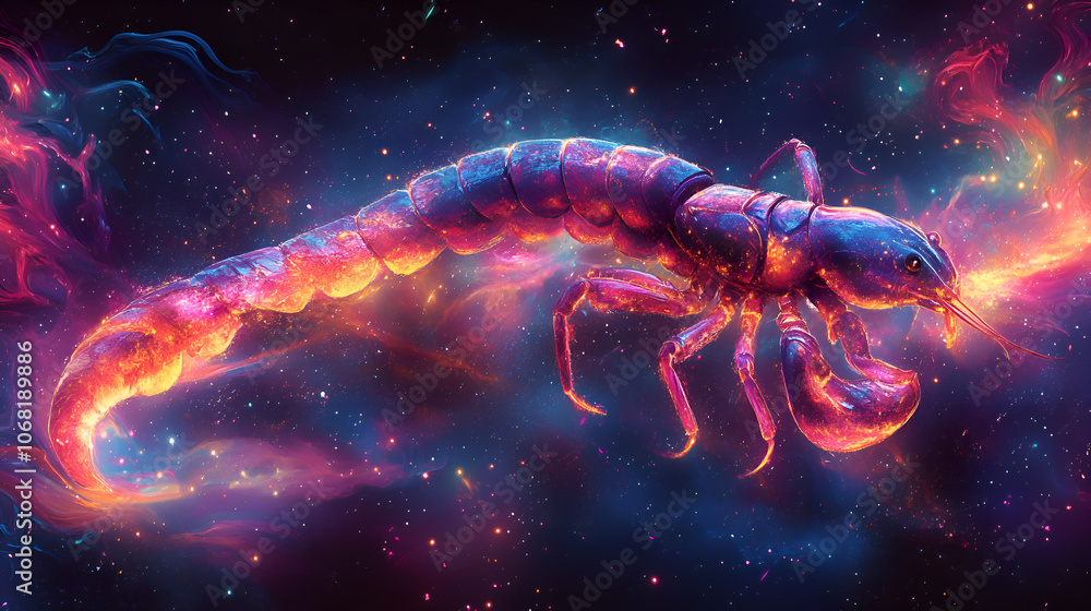 Vibrant Cosmic Fantasy Art Featuring Glowing Alien Insects and Celestial Beings in a Surreal Universe