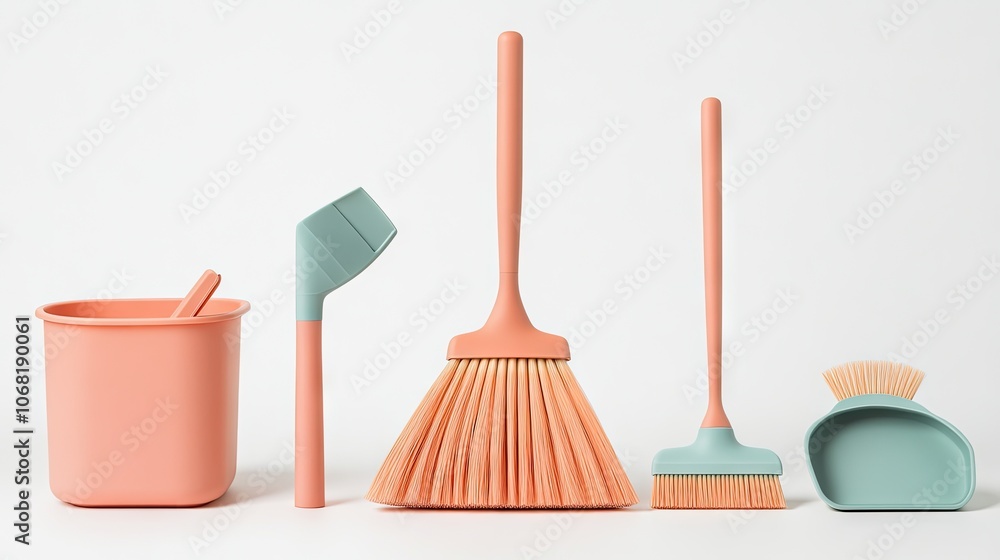Modern Cleaning Tools in Soft Pastel Colors Modern Cleaning Tools in Soft Pastel Colors