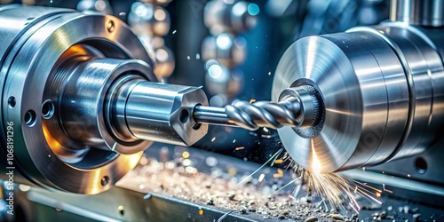 Close-Up of a Ball Nose End Mill Tool Being Reground on a Precision Machine, Showcasing the Detail of the Grinding Process and the Equipment Used in Metalworking Applications photo