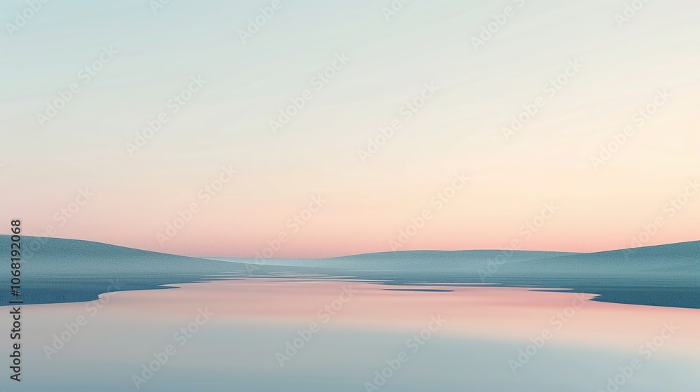Obraz premium A serene minimalist digital image of a geometric moon casting soft