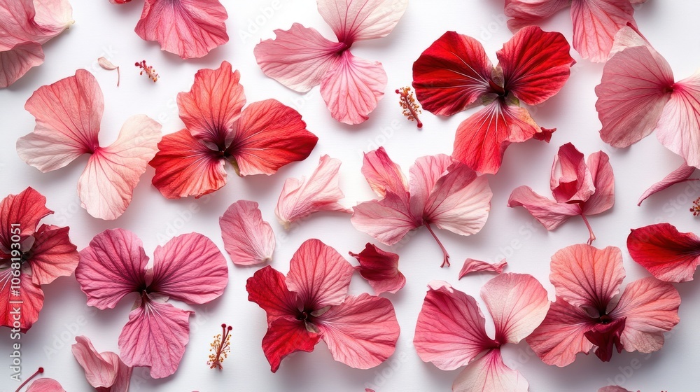 Hibiscus Petals on White Background