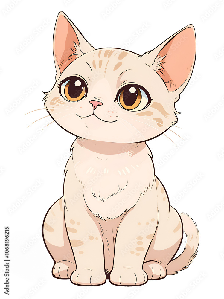 Fototapeta premium cartoon style, close-up of Ural Rex (cat), isolated on a white background