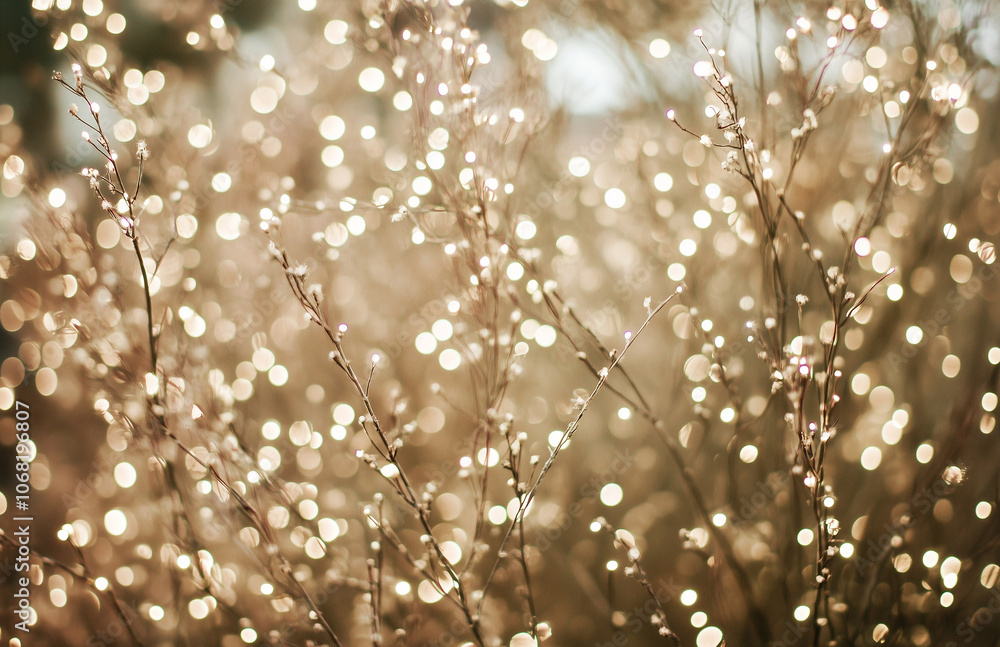 Fototapeta premium golden bokeh lights background Generating AI