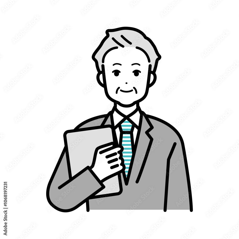 Illustration of business person male holding material.
Illustration of business person male holding material.