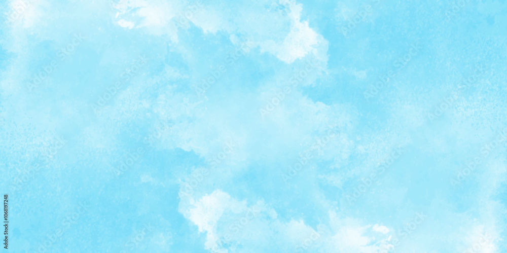 Grunge tint light blue watercolor abstract background, Aquarelle paint paper textured, blue sky with clouds, Sky Nature Landscape Background, sky background with white fluffy clouds. Grunge tint light blue watercolor abstract background, Aquarelle paint paper textured, blue sky with clouds, Sky Nature Landscape Background, sky background with white fluffy clouds.