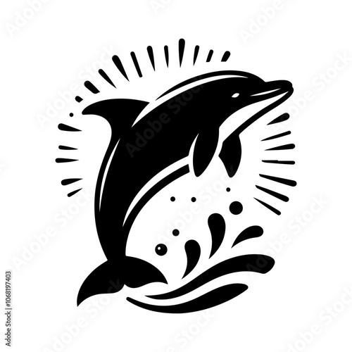 Dolphin silhouette vector icon. Orca silhouette illustration on a white background 