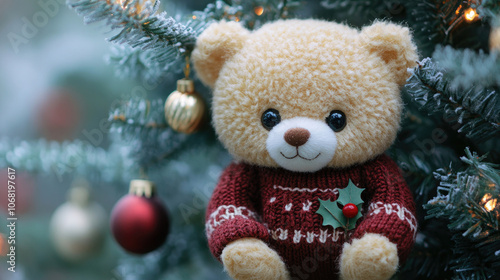 Wallpaper Mural Christmas Tree and Bear Toys Torontodigital.ca