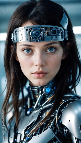 Futuristic Woman in Cyber Armor