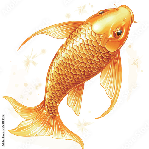 Gold fish on a white background. Vector illustration for your design. 