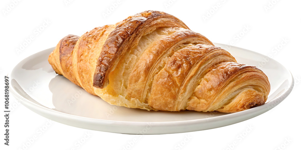 Croissant on a plate on transparent background. Png File Croissant on a plate on transparent background. Png File