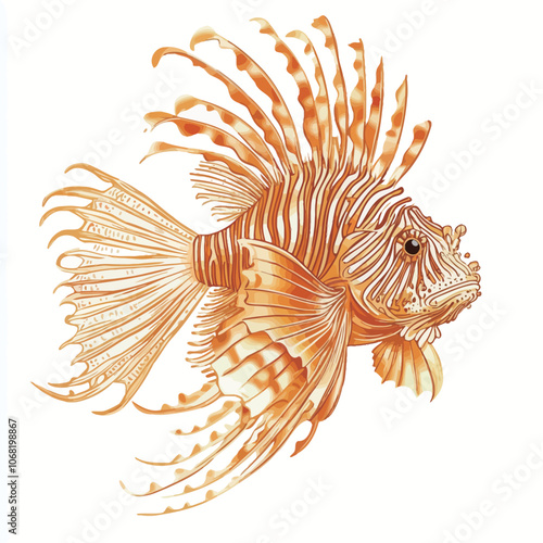 golden fish isolated on white background, vector illustration 