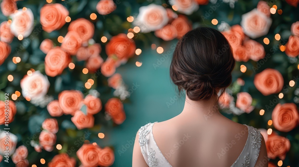 Aisle framed by crystal beaded curtains with floral garlands interwoven, luxury wedding decor, sparkling and romantic Aisle framed by crystal beaded curtains with floral garlands interwoven, luxury wedding decor, sparkling and romantic