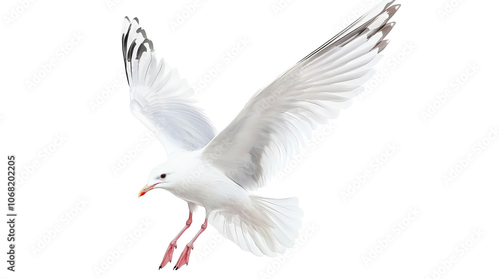 Obraz premium A majestic white bird soars gracefully against a transparent background