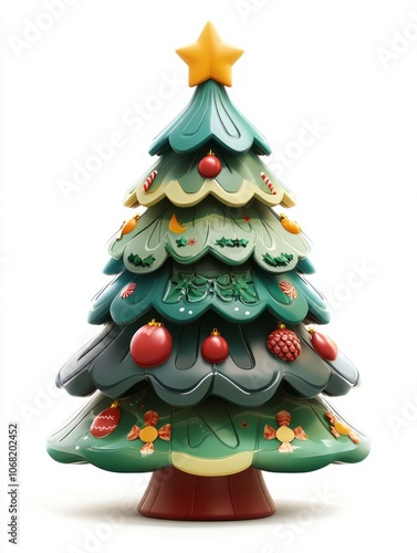 Wallpaper Mural 3D Cartoon Christmas Tree Isolated on White Background Torontodigital.ca