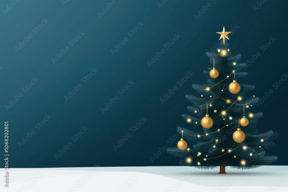 beautifully decorated Christmas tree stands elegantly against dark background, adorned with gold ornaments and glowing lights, creating festive and serene atmosphere beautifully decorated Christmas tree stands elegantly against dark background, adorned with gold ornaments and glowing lights, creating festive and serene atmosphere