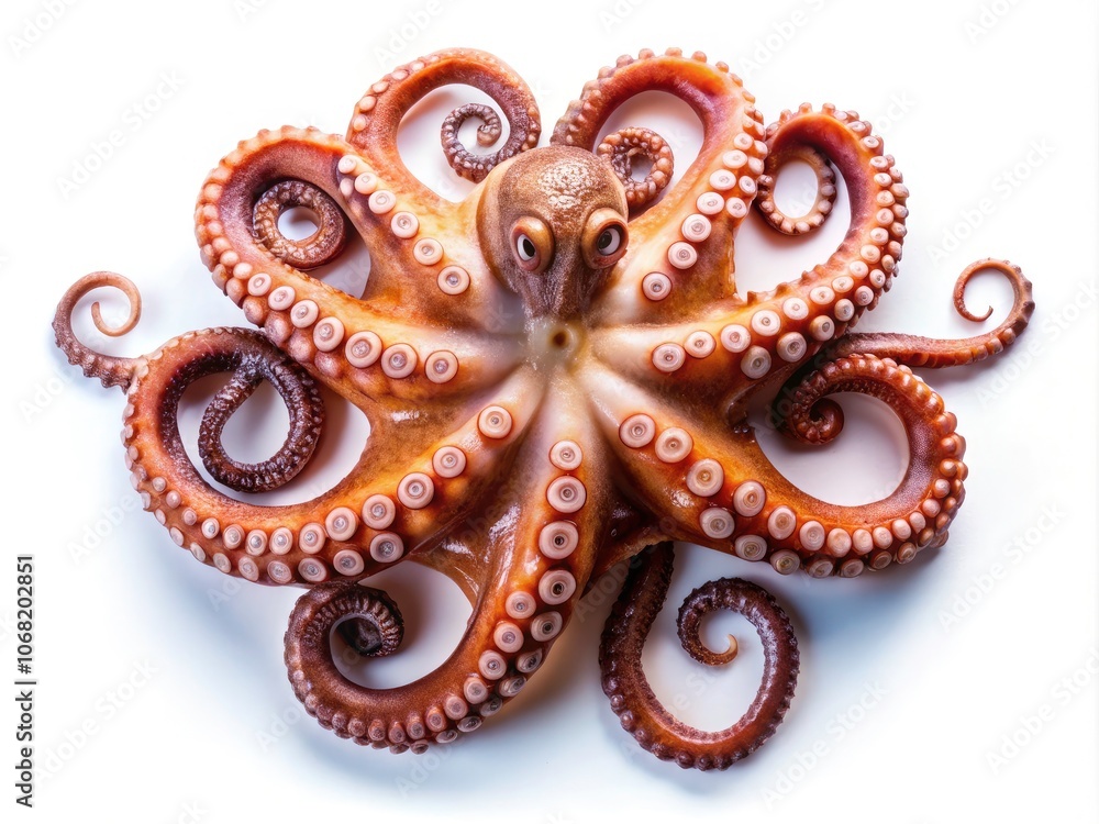 High-Quality Product Photography of Isolated Octopus on White Background for Culinary, Marine, and Educational Uses, Showcasing Details, Textures, and Vibrant Colors High-Quality Product Photography of Isolated Octopus on White Background for Culinary, Marine, and Educational Uses, Showcasing Details, Textures, and Vibrant Colors
