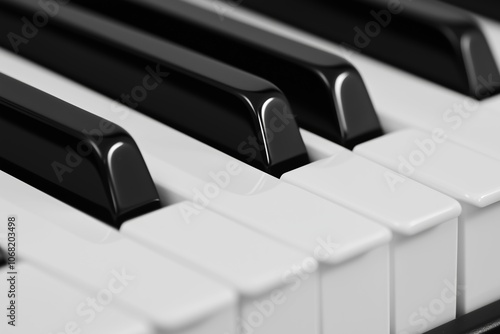 Macro close up of a piano keyboard. Clasical musical concert concept photo