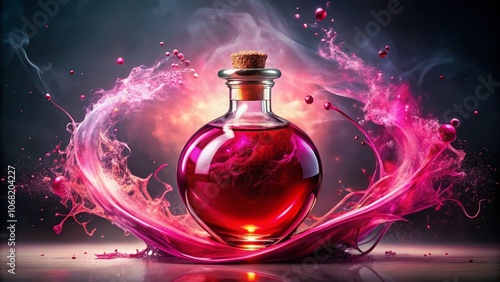 Crimson Elixir Potion of Power - Captivating Urban Exploration Photography on a White Background for Enchanting Visuals and Mystical Vibes