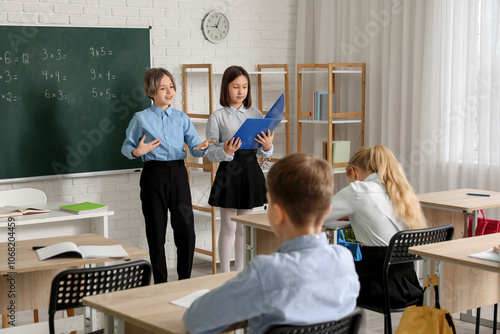 Two elementary school stude...