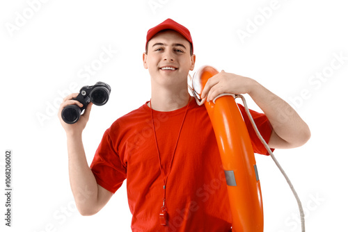 Male lifeguard with ring bu...