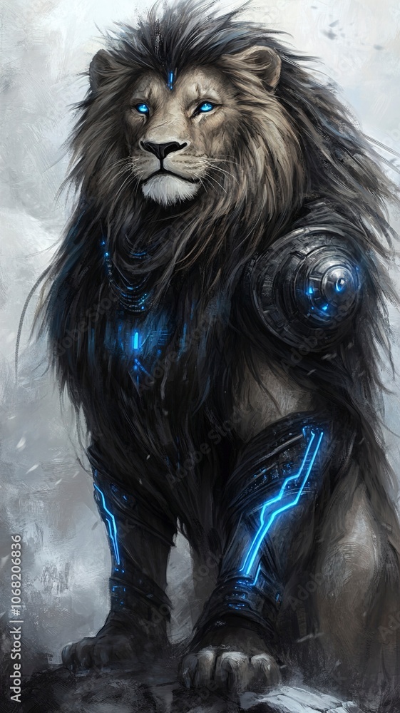 Naklejka premium Majestic Cybernetic Lion