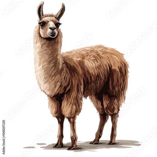 Illustration of a llama on a white background. Vector illustration 