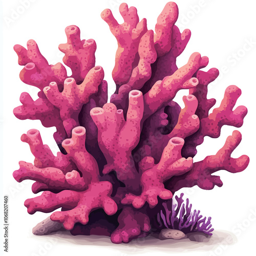 Illustration of a pink coral on a white background.  