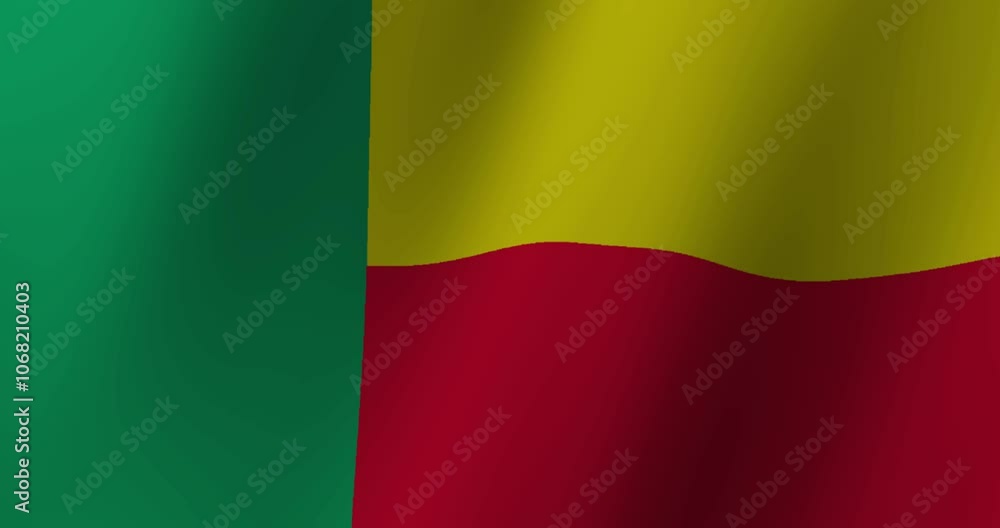Vibrant Flag of Benin, Showing Green, Yellow, and Red Stripes Vibrant Flag of Benin, Showing Green, Yellow, and Red Stripes