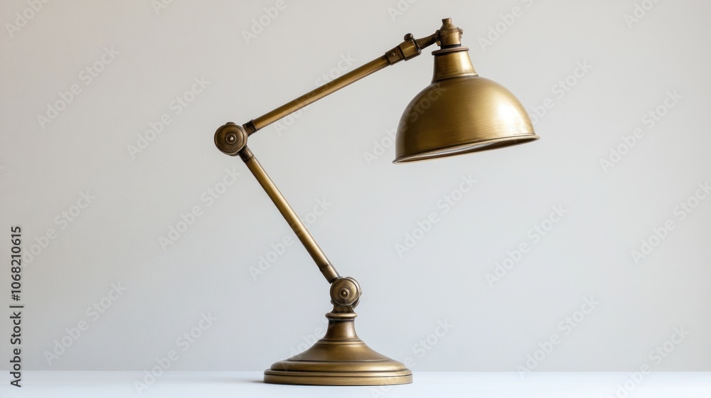 Brass Desk Lamp on a White Surface Brass Desk Lamp on a White Surface