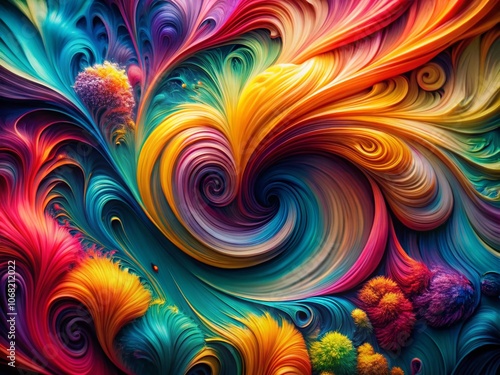 Dynamic Flow of Color Background in Macro Photography: Vibrant Swirls and Patterns Captured in Close-Up Detail for Artistic and Abstract Visuals