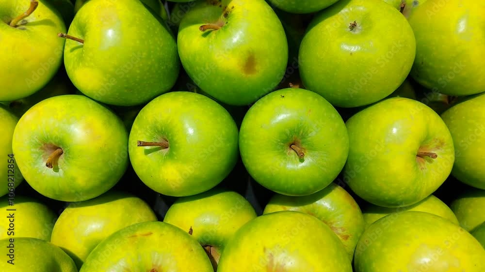 close up video of a pile of green apples