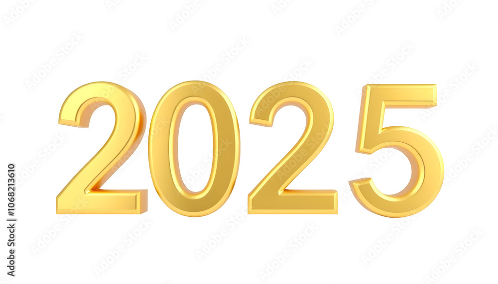 Golden 2025 text isolated on transparent background. Symbolizing the upcoming New Year celebration. Golden 2025 text isolated on transparent background. Symbolizing the upcoming New Year celebration.