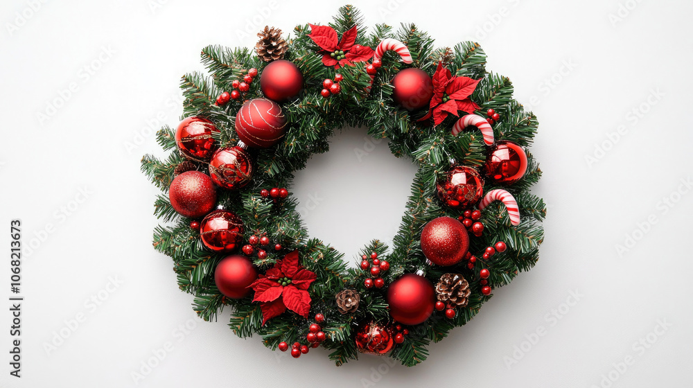Pine tree, ball, circle, white background Pine tree, ball, circle, white background