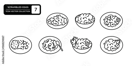 Scrambled eggs icon collection, editable and resizable vector icon templates.