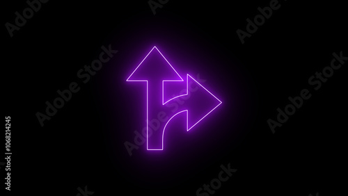 Arrow icon on black background. Modern simple arrow. Curved arrow. symbolizing market gains.