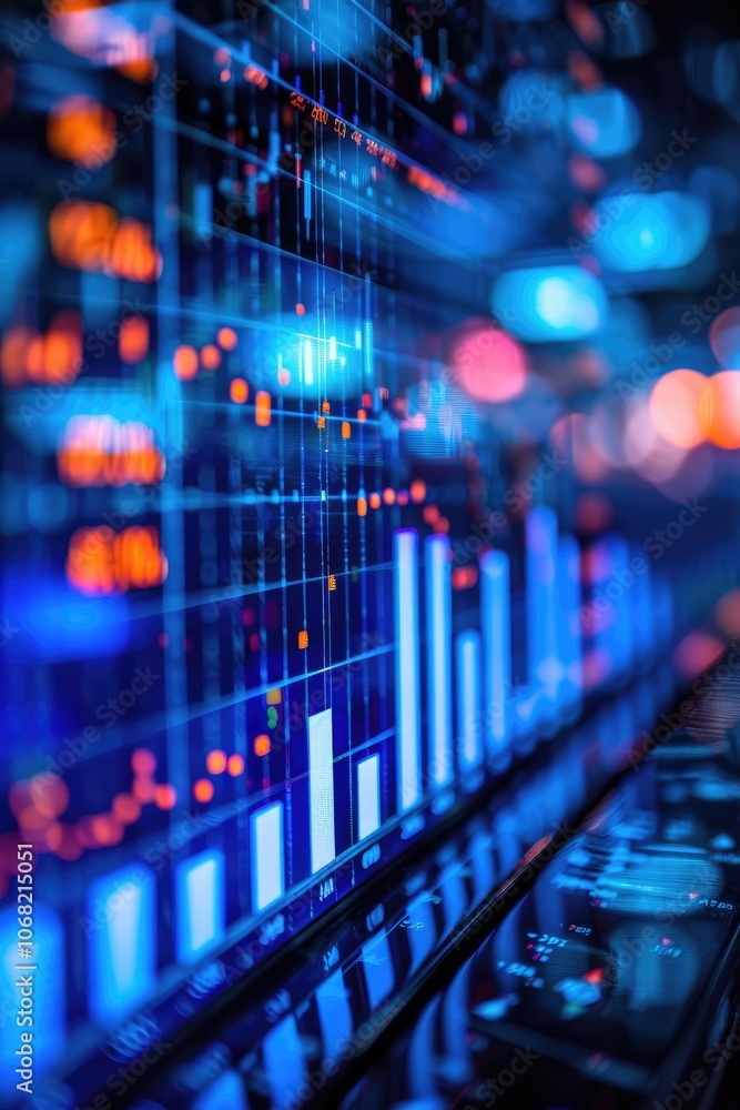 Abstract Blue and Orange Data Visualization on a Computer Screen Abstract Blue and Orange Data Visualization on a Computer Screen