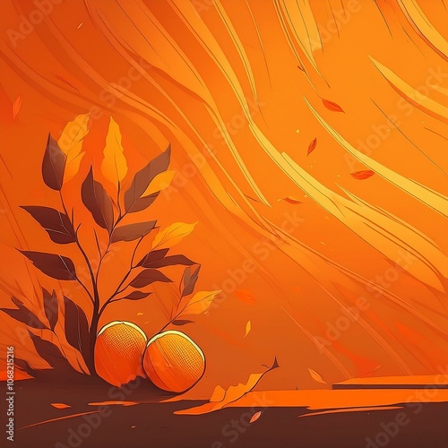 다양한 주황색 패턴의 배경 이미지(Background image with various orange patterns)