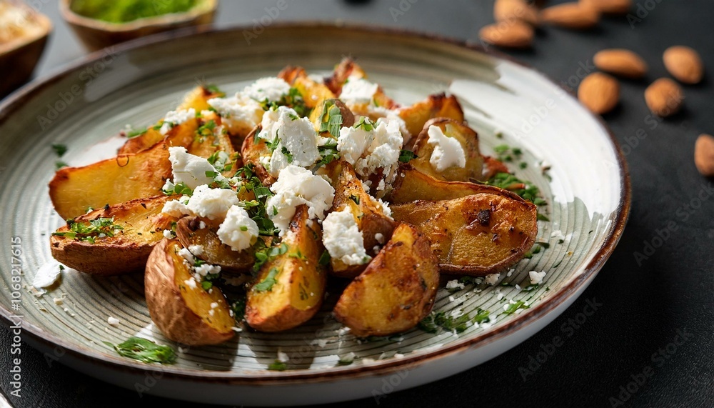 Smashed Potatoes with Feta Cheese and Almonds Smashed Potatoes with Feta Cheese and Almonds