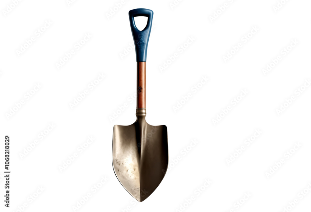 Metal Shovel with Blue Handle and Brown Shaft Metal Shovel with Blue Handle and Brown Shaft
