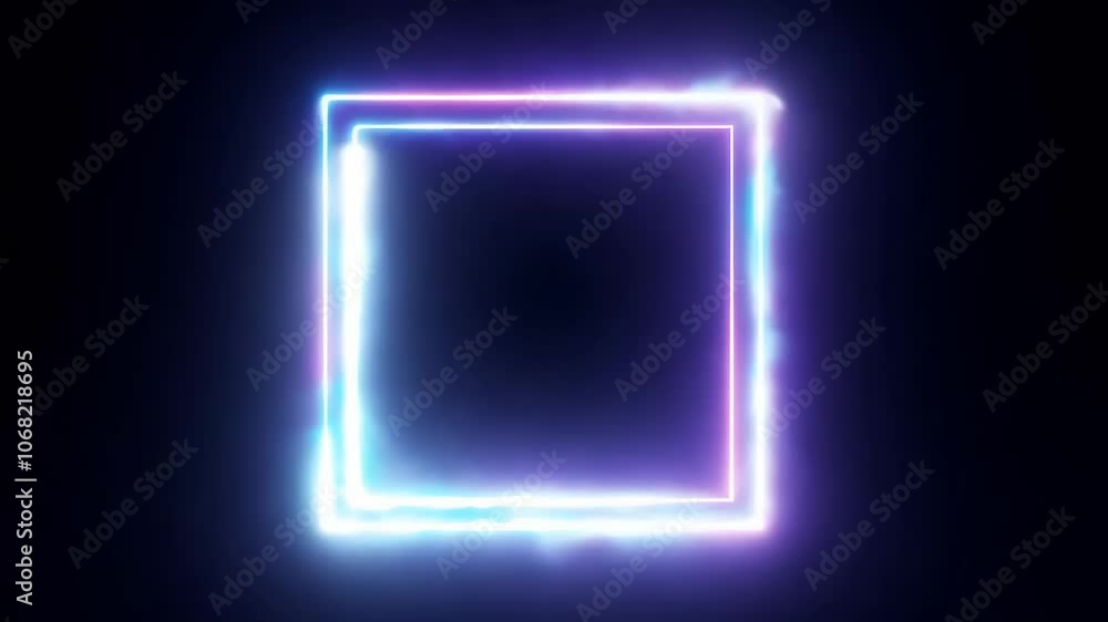 Neon light square animation with glowing effects Neon light square animation with glowing effects