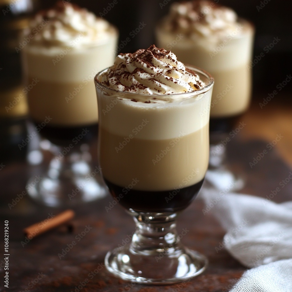 Homemade Irish Cream Liqueur , 1 cup (240 ml) heavy cream - 1 cup (240 ml) condensed milk - 1 cup (240 ml) Irish whiskey - 1/2 cup (120 ml) chocolate syrup , generative ai Homemade Irish Cream Liqueur , 1 cup (240 ml) heavy cream - 1 cup (240 ml) condensed milk - 1 cup (240 ml) Irish whiskey - 1/2 cup (120 ml) chocolate syrup , generative ai