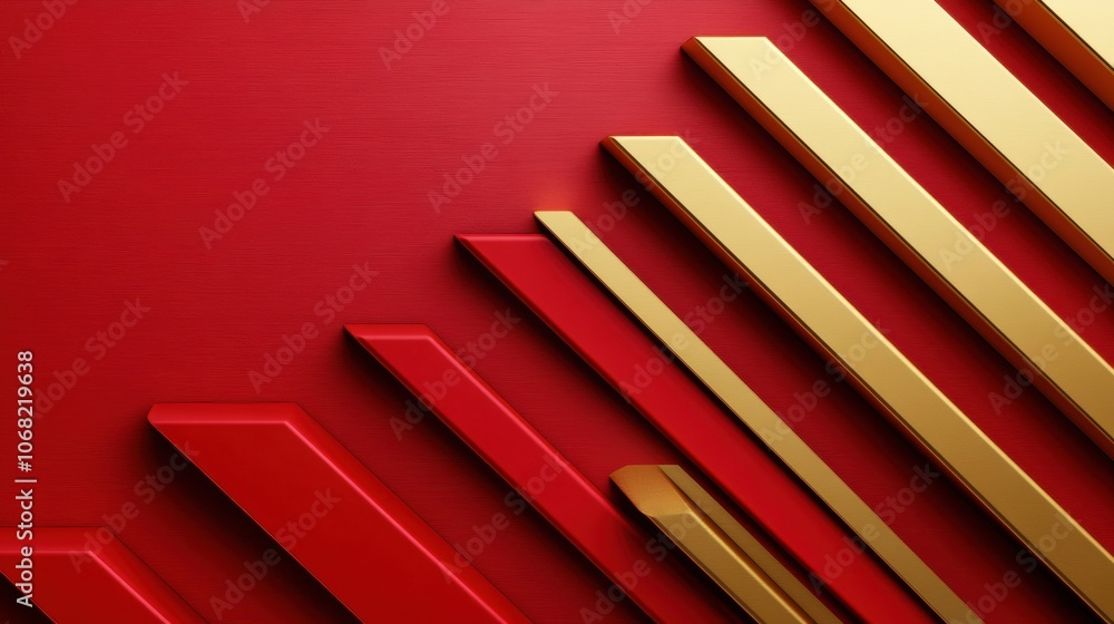 Bold red and gold geometric lines create a striking abstract design, AI Bold red and gold geometric lines create a striking abstract design, AI