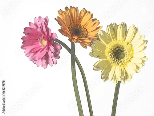 ３色のガーベラ